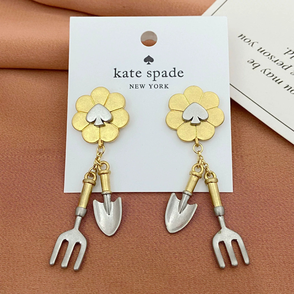 Kate SPADE Heart Flower Fork Spade Earrings